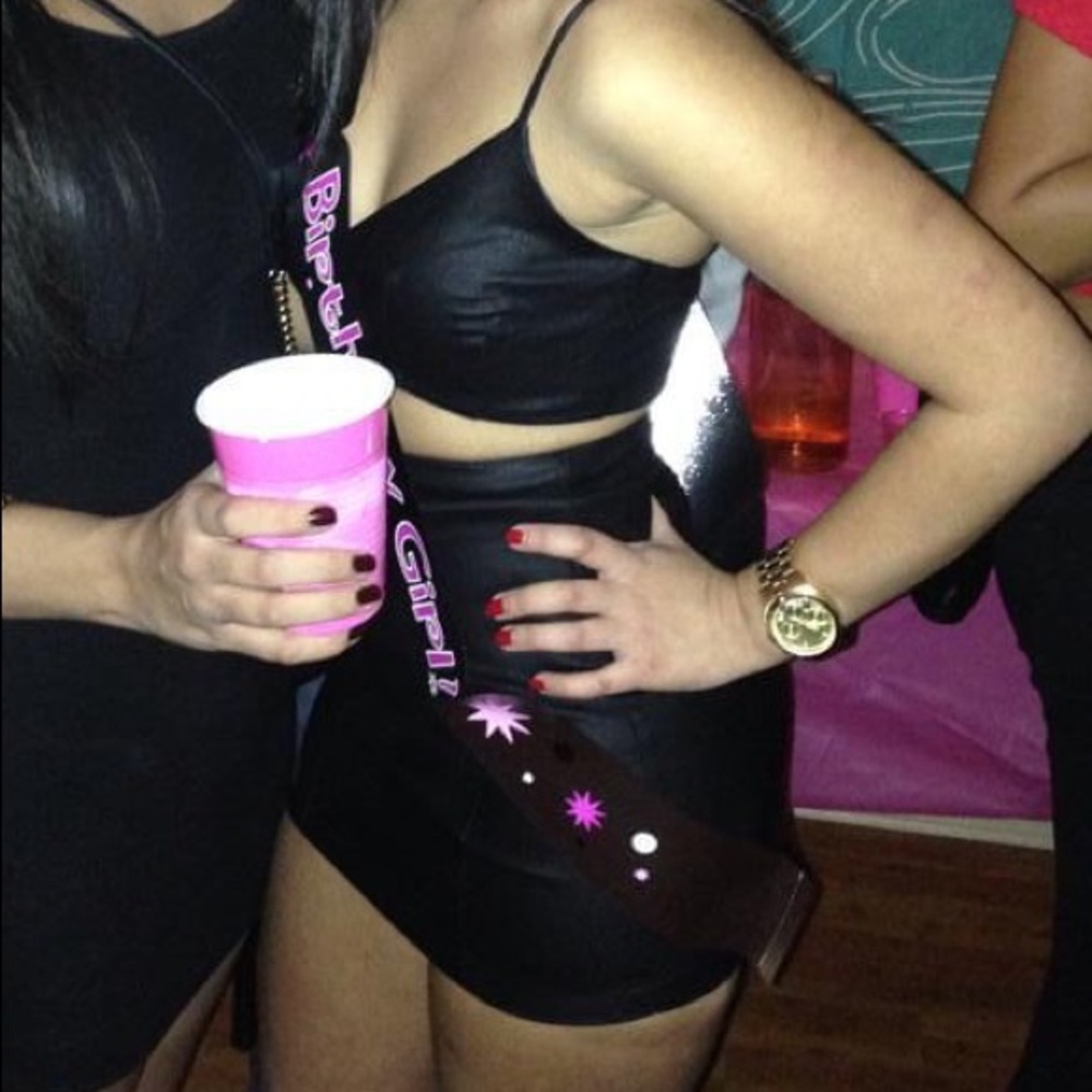 Pleather top and skirt set